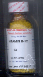 Click for details about Vitamin B 12 homeopathy potency 6X 1 oz pellets